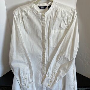 Lands' End Crisp White Button Down Tunic Shirt